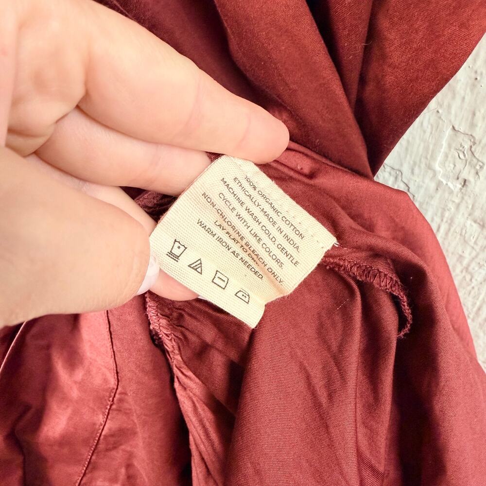 Laude The Label Smocked Midi Dress Square Neck Organic Large Mulberry - Picture 7 of 9